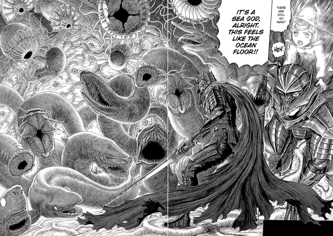 Berserk best panels chapter 322 Guts against the sea god