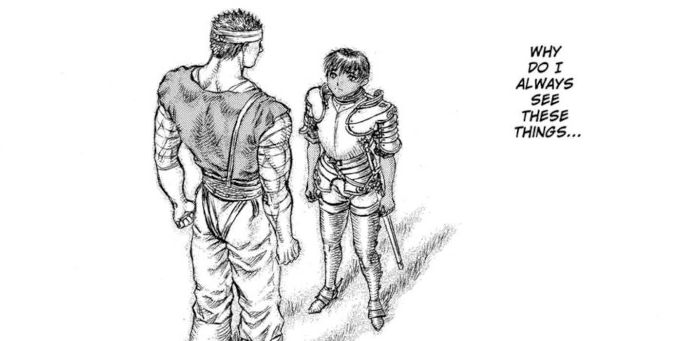 Guts lamenta sua incapacidade de valorizar o que tem, diante de Casca.