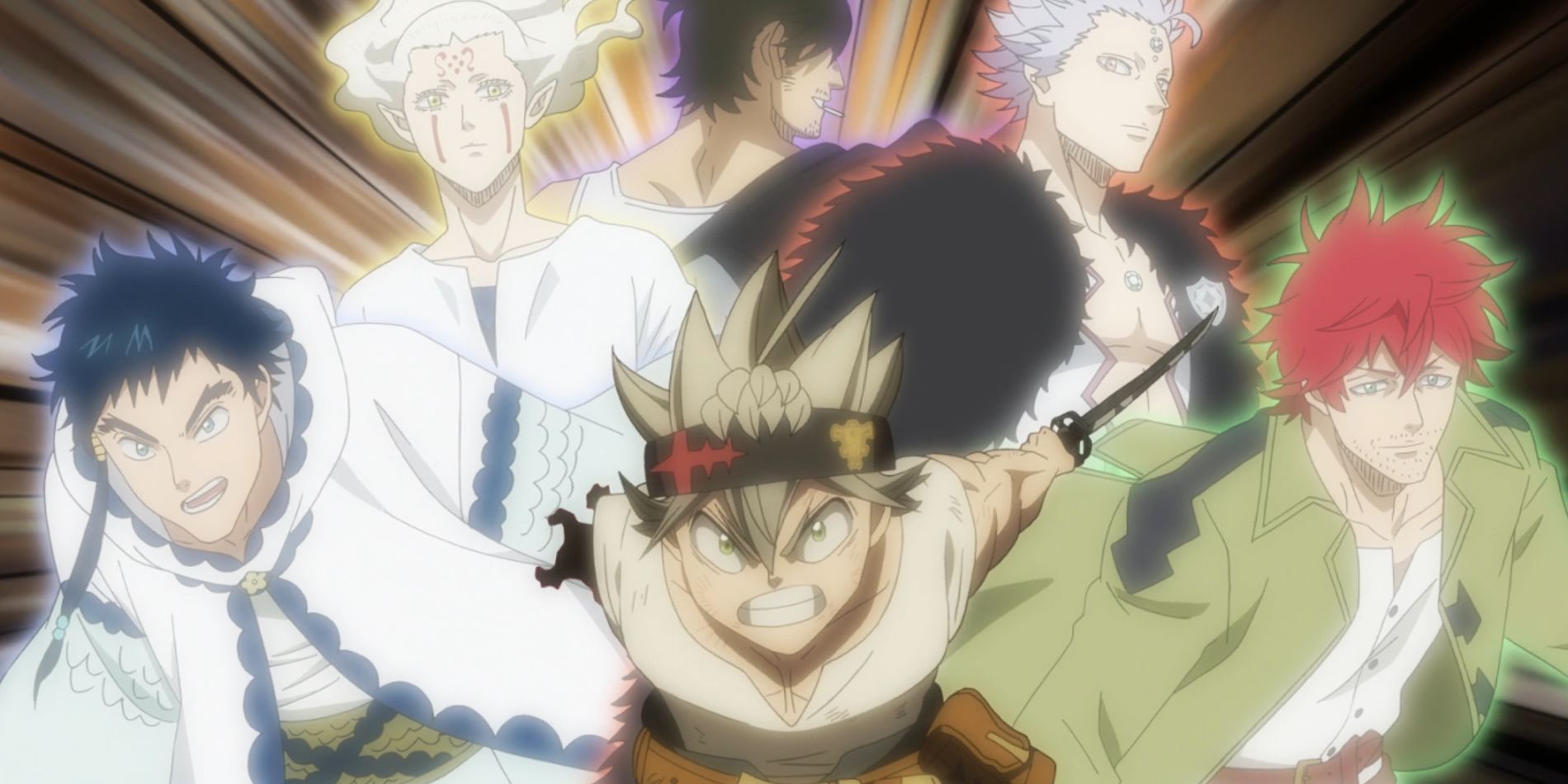 Black Clover Asta y otros luchadores como Yami y Mars