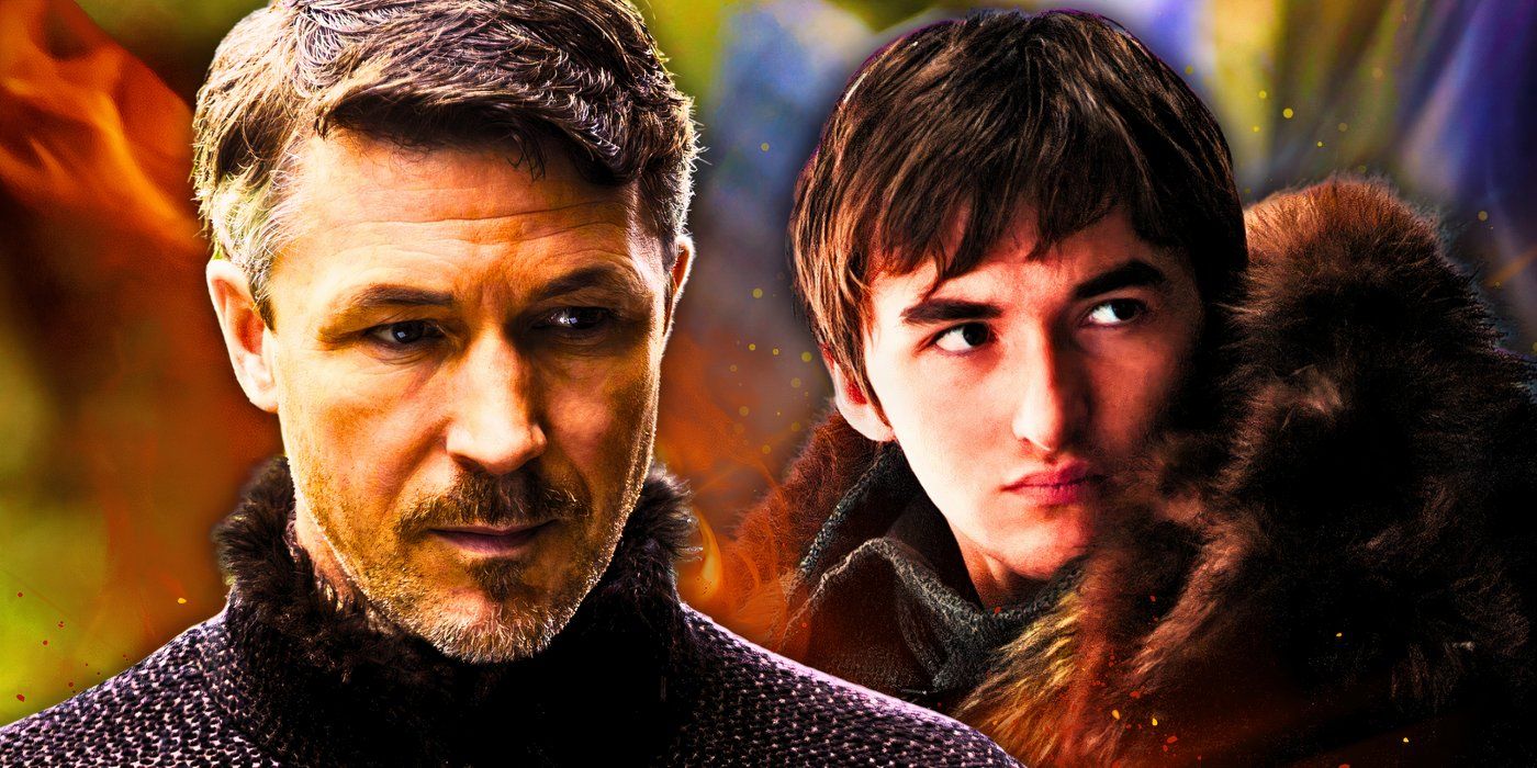 Blended image of Petyr Littlefinger Baelish (Aidan Gillen) and Bran Stark (Isaac Hempstead Wright) in Game of Thrones