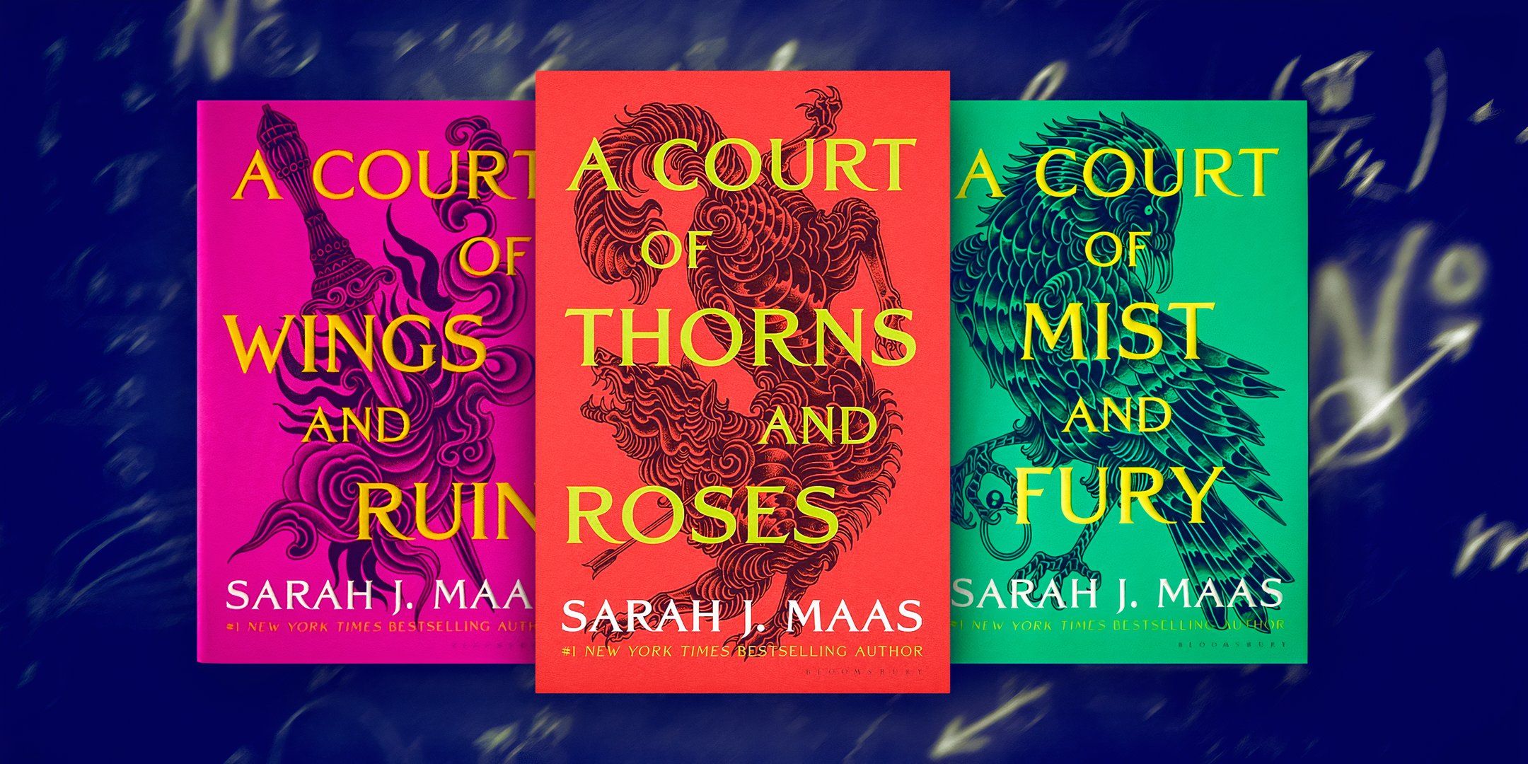 Capas de livros da série A Corte de Espinhos e Rosas
