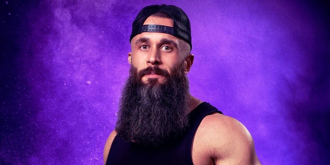 Brad Fiorenza from The Challenge Season 40 smiling with a hat on in front of a purple background.