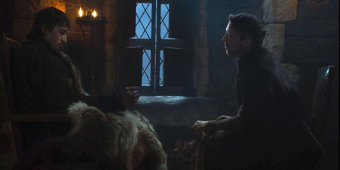 Bran e Mindinho falam sobre a faca em Game of Thrones.