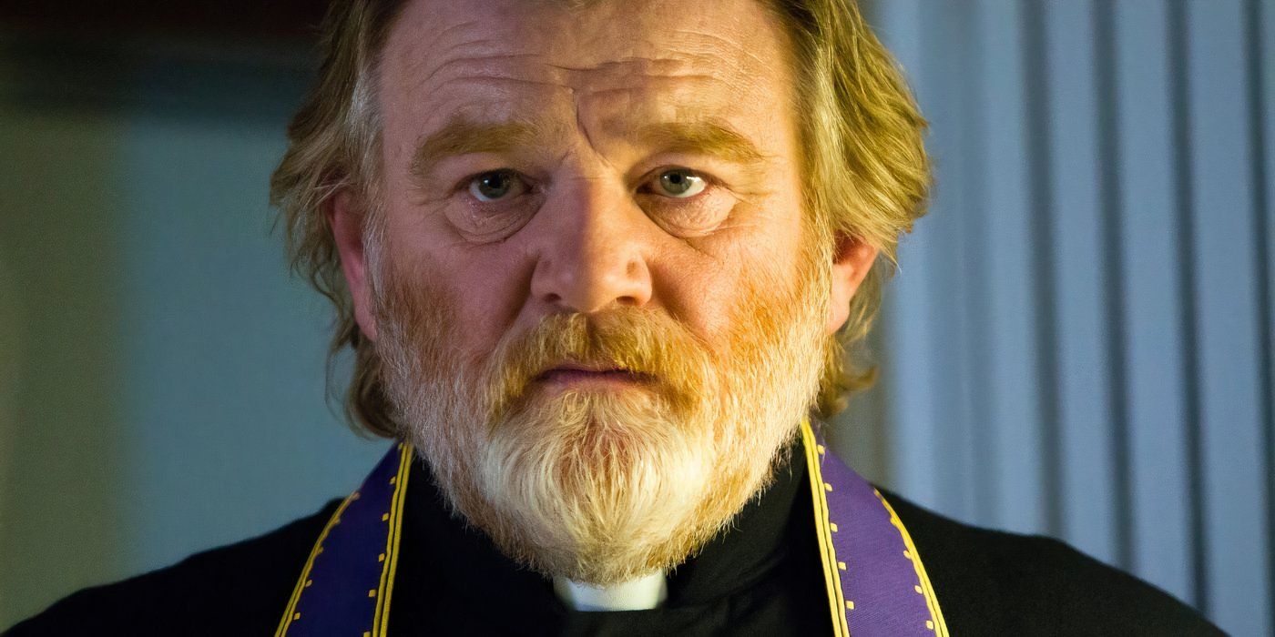 Brendan Gleeson as Father James looking pensive in Calvary (2014)