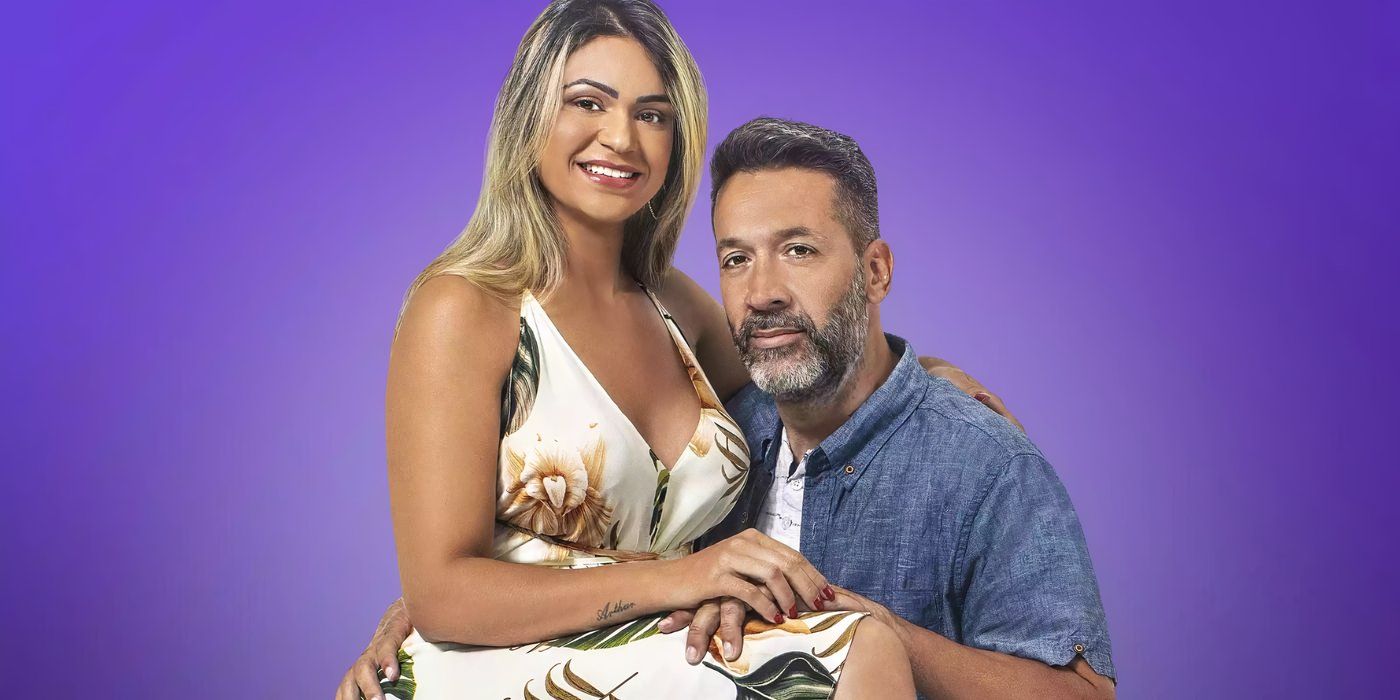 Ingrid em 90 Day Fiance sentada no colo de Brian para foto promocional