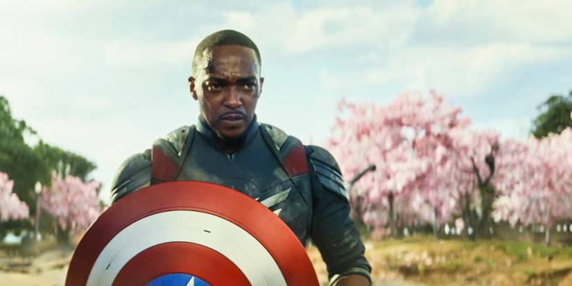 Captain America (Anthony Mackie) wielding his shield in Captain America 4: Brave New World