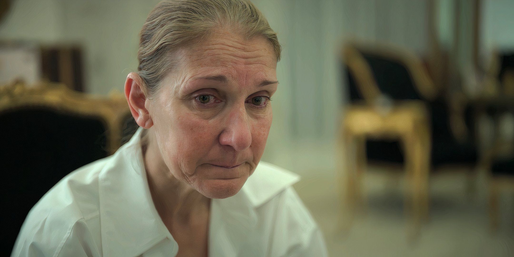 Celine Dion is crying during her documentary interview. 
