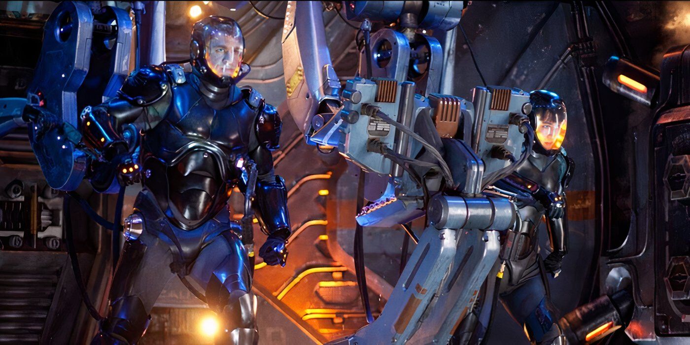 Charlie Hunnam and Rinko Kikuchi in Jaegers in Pacific Rim (2013)