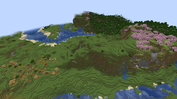Cherry Blossom Biome Spawn Point in Minecraft.