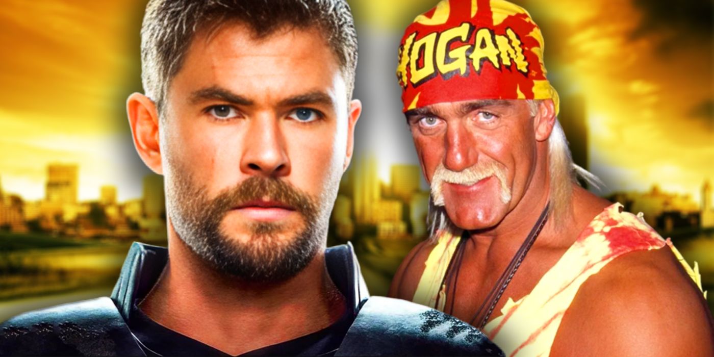 Chris Hemsworth as Thor Standing in Front of Hulk Hogan