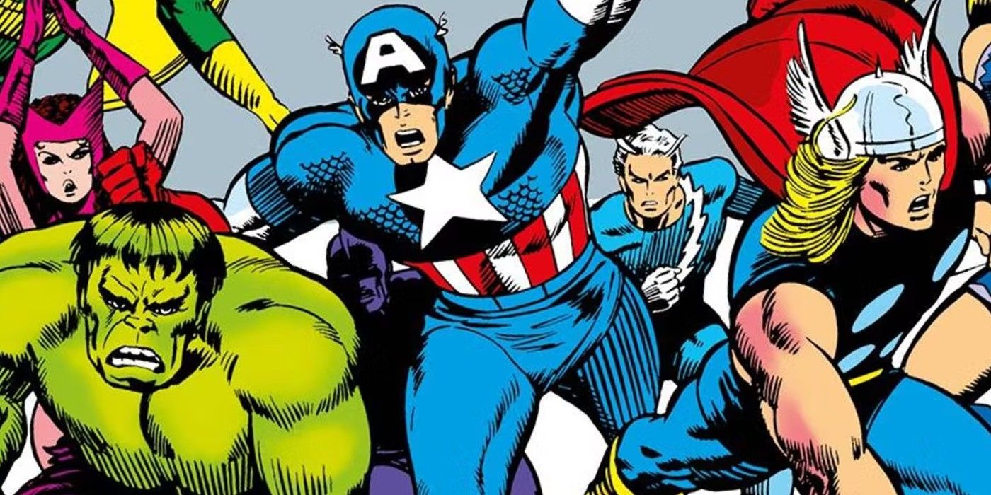 classic avengers roster with comic art