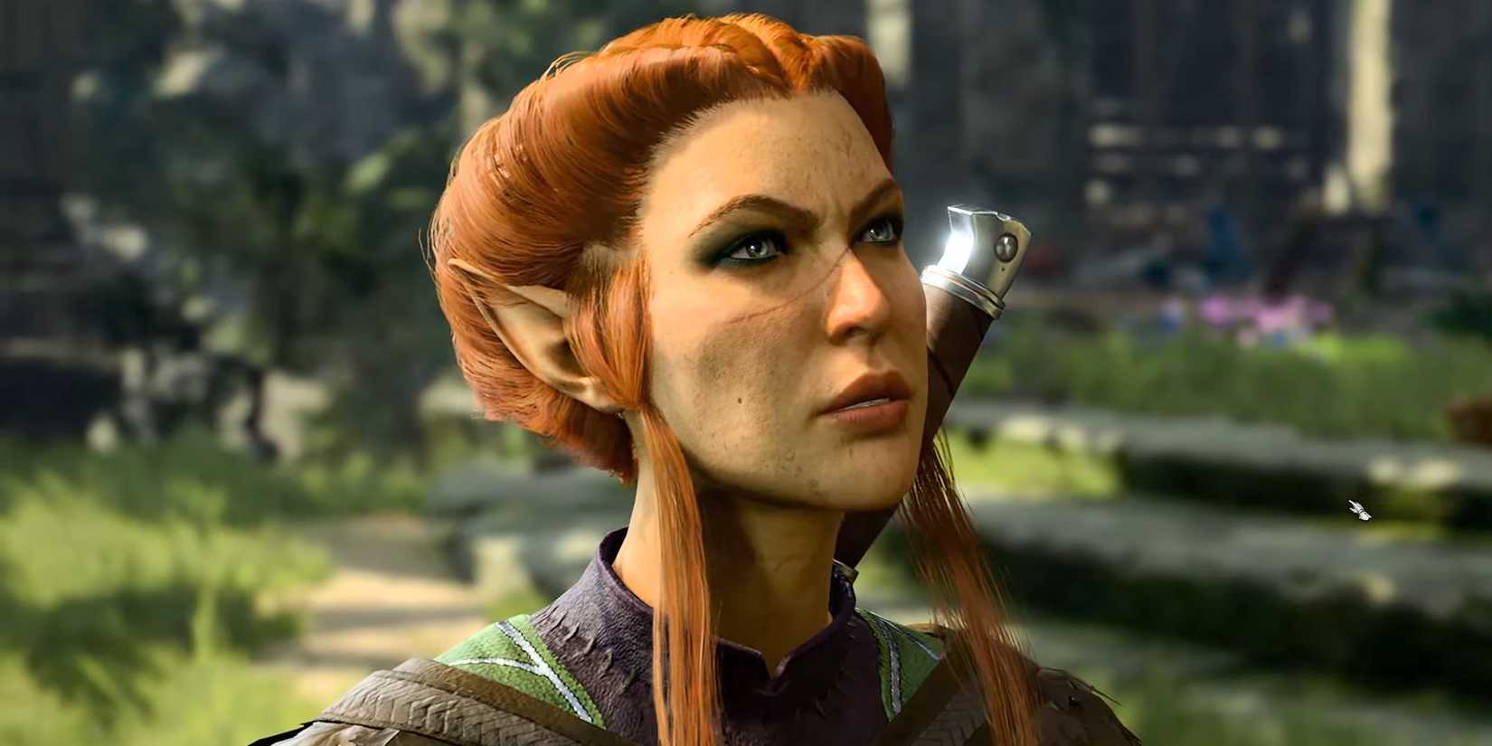 Close up of Kagha as she speaks with Halsin in Baldur's Gate 3.
