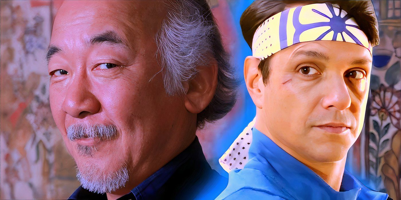 Pat Morita as Mr. Miyagi and Ralph Macchio as Daniel LaRusso