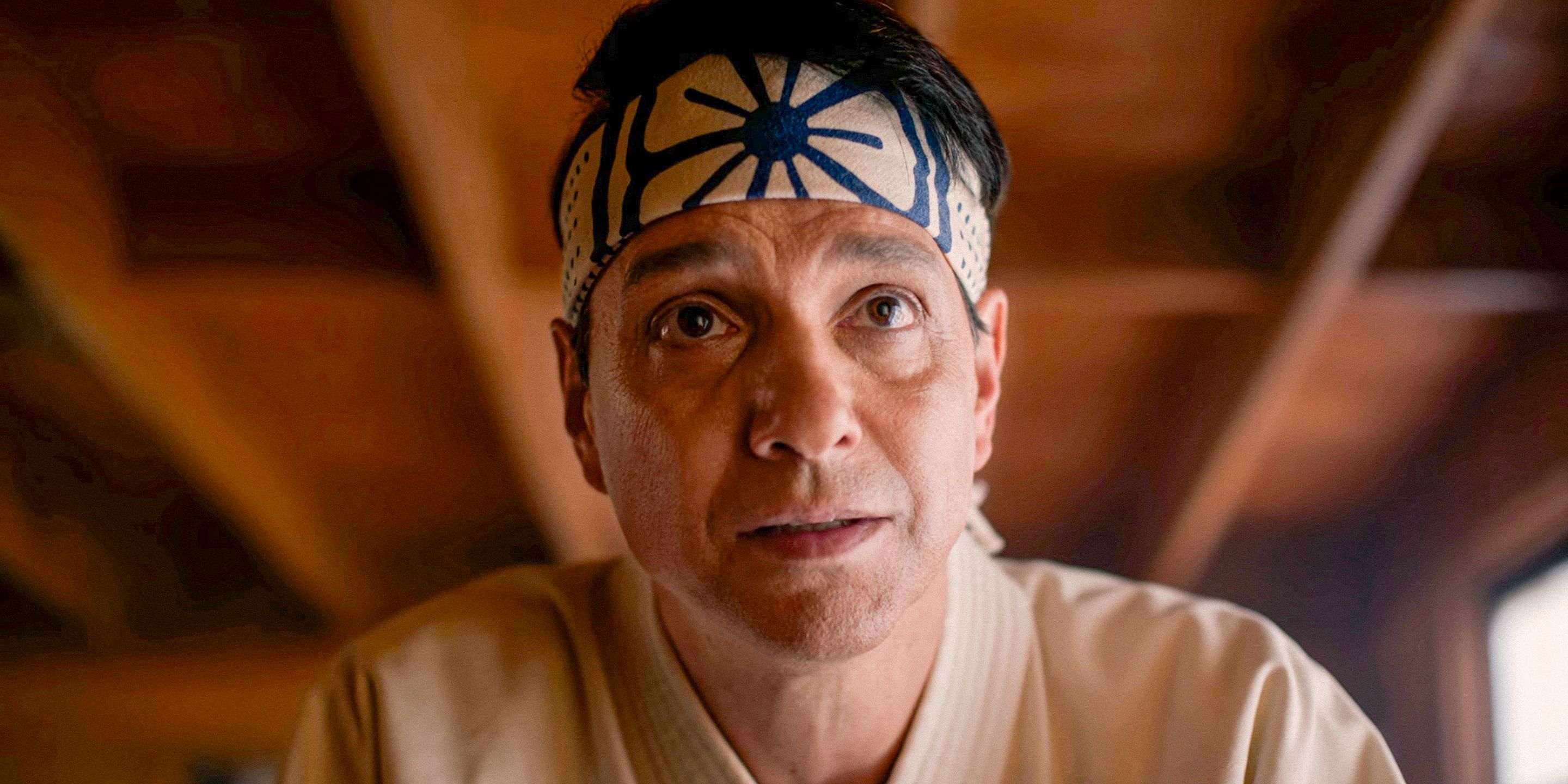 Daniel LaRusso (Ralph Macchio) looking worried in Cobra Kai season 6