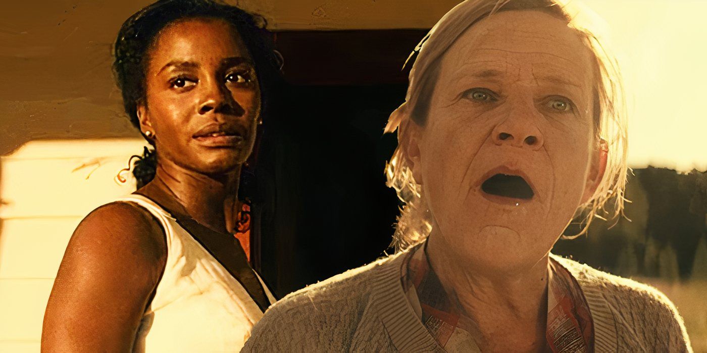 Collage of a woman (Dale Dickey) and Lucky (Deborah Ayorinde) in Them Covenant.
