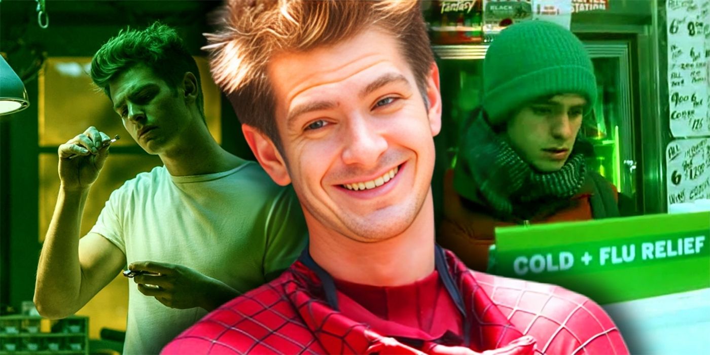 Collage of Andrew Garfield as Peter Parker in The Amazing Spider-Man 2