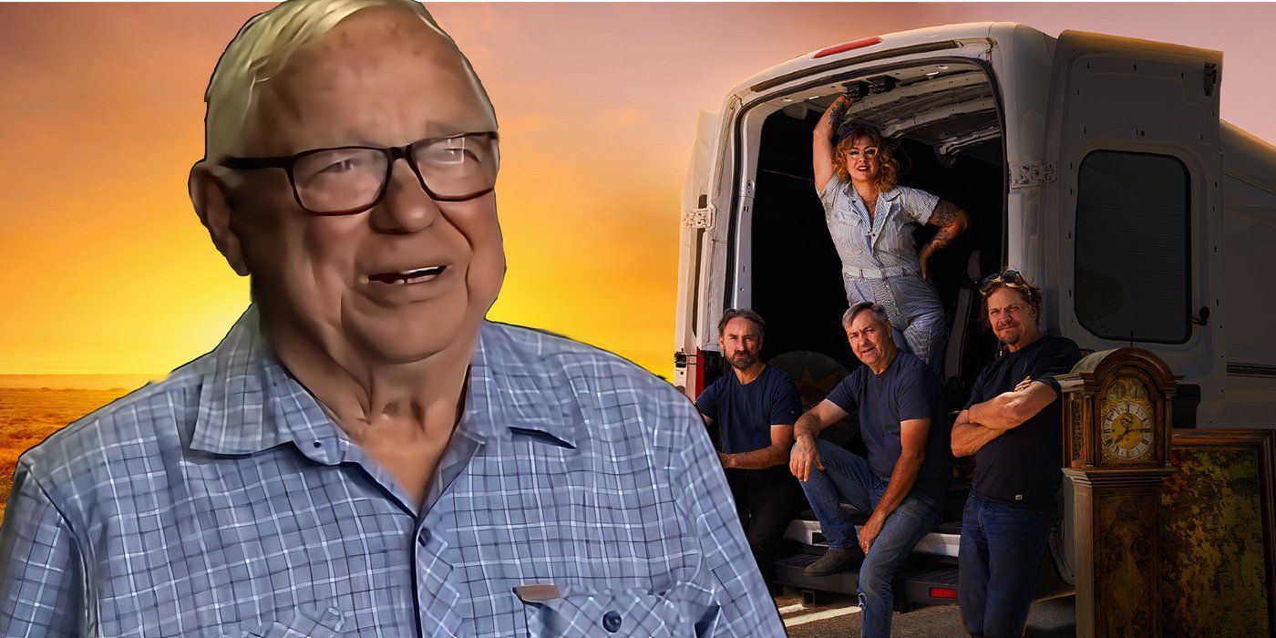 Collage of Bob Petersen and the American Pickers cast