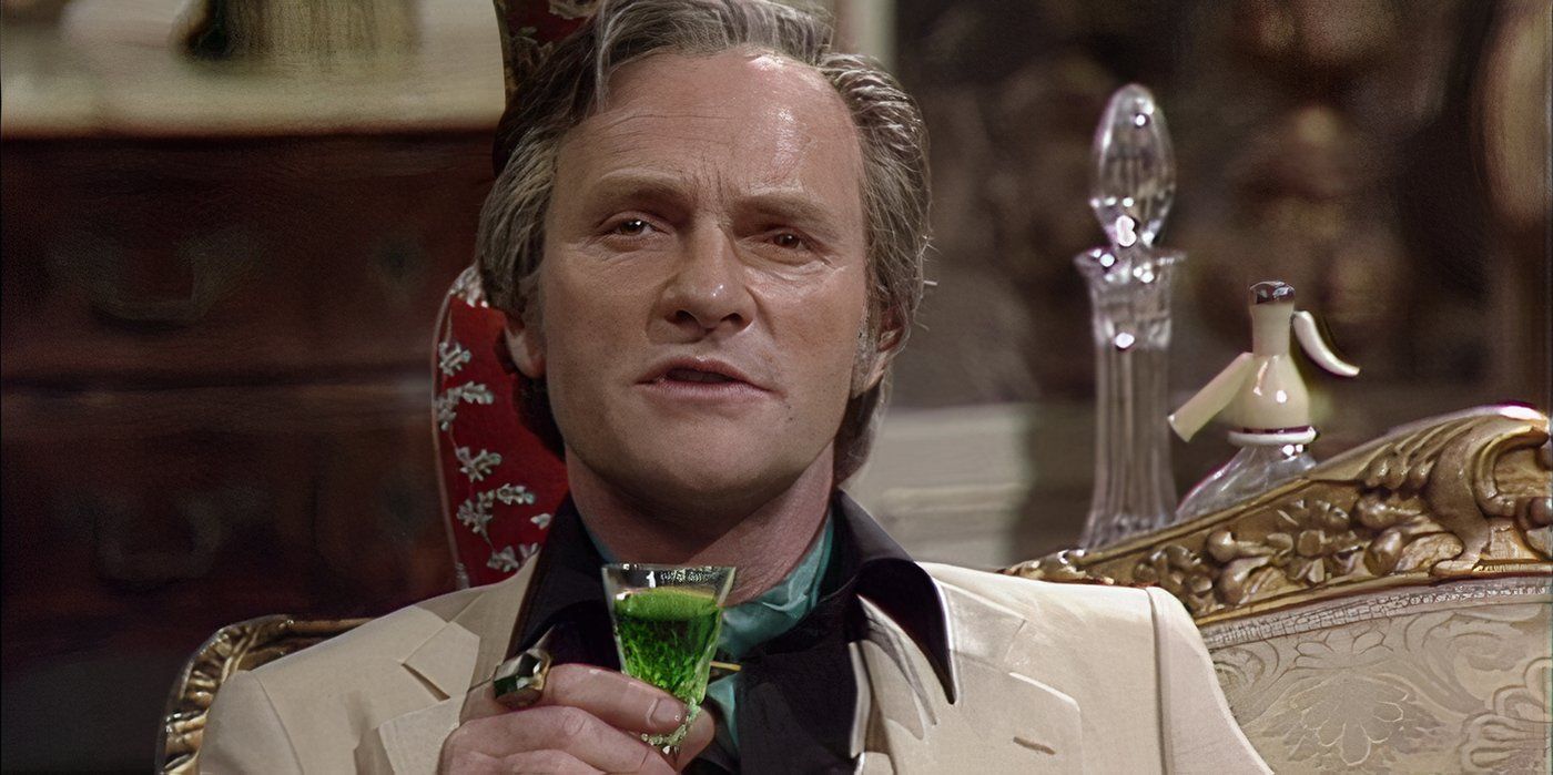 Count Scarlioni with a drink in Doctor Who