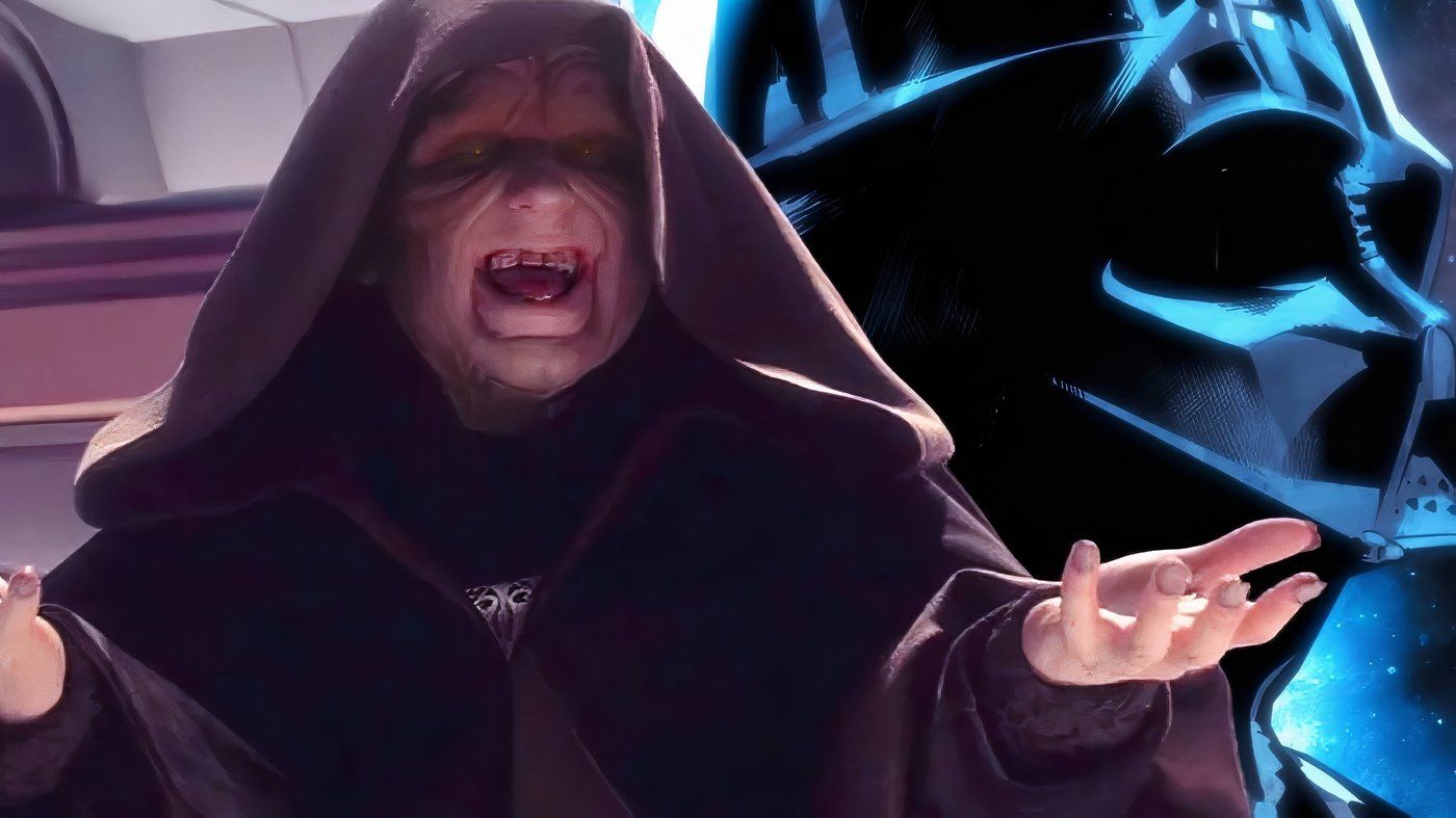 Imperador Palpatine rindo de Darth Vader.