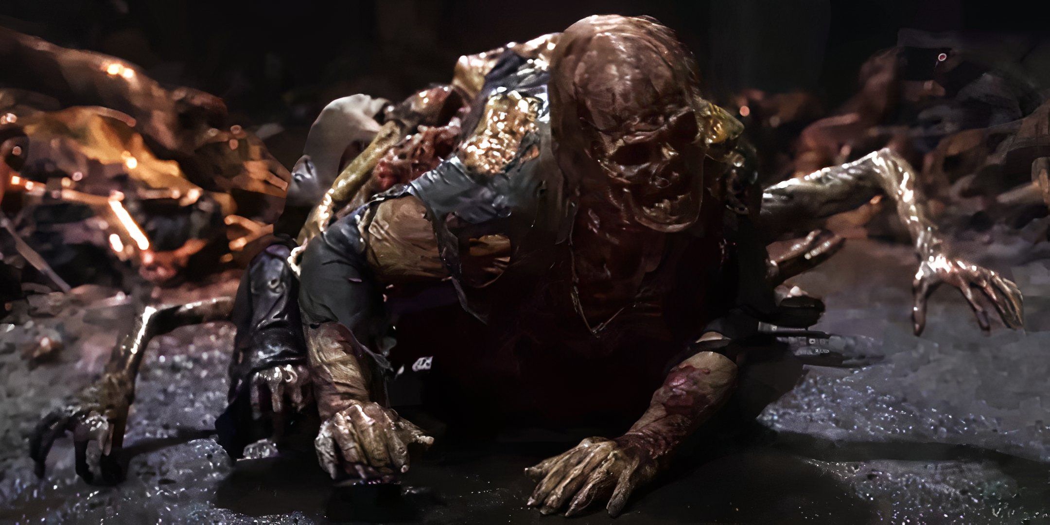 Mutated zombie with several limbs from The Walking Dead: Dead City