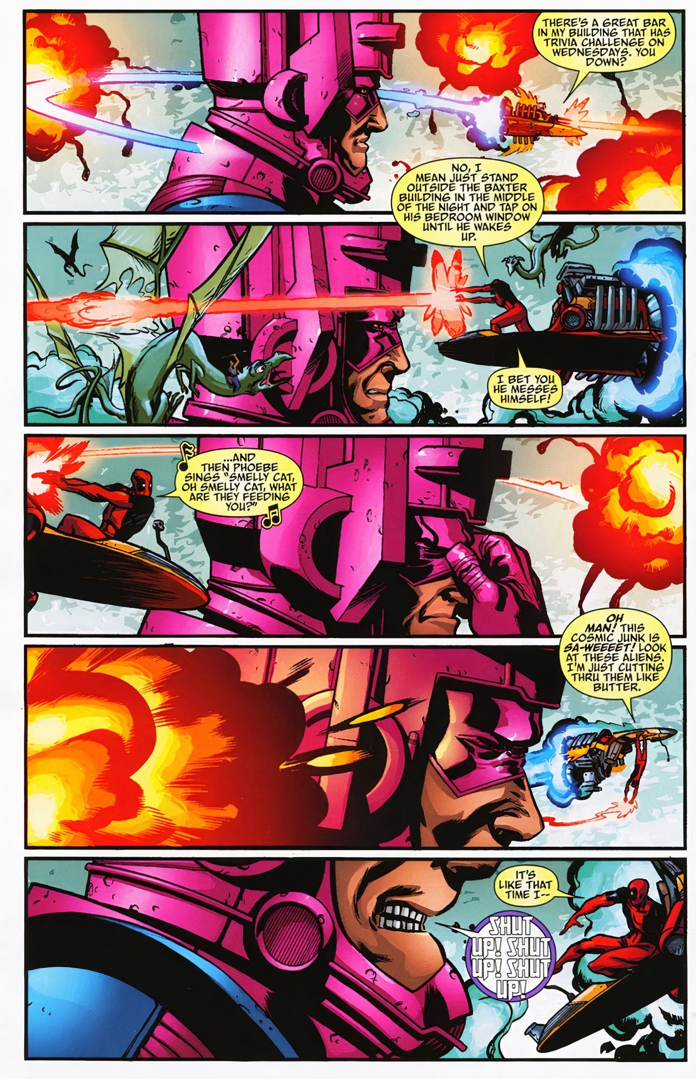 Deadpool acosa a Galactus mientras actúa como su Heraldo.