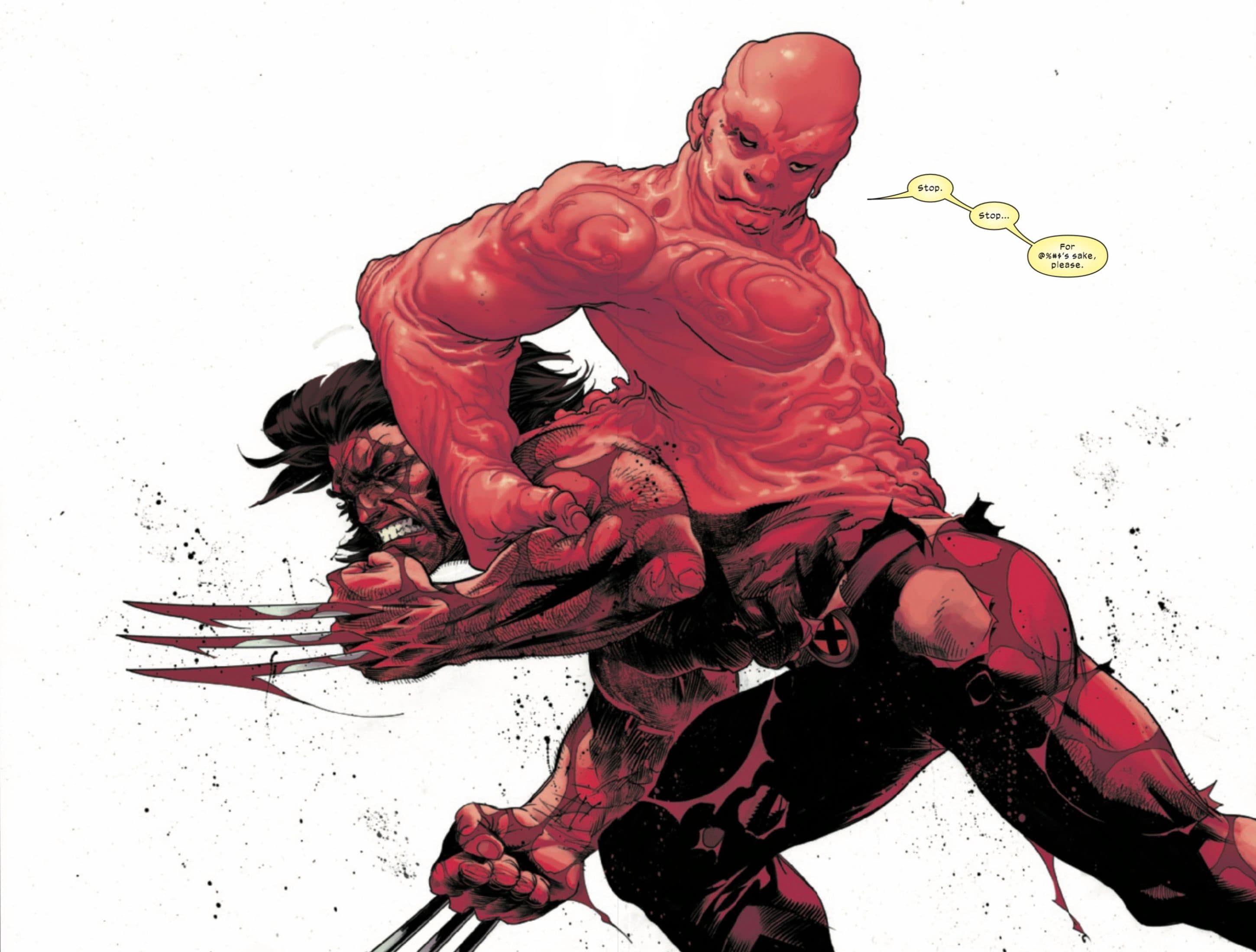 Deadpool grows out of Wolverine's body in Kelly and Kubert's WWIII #3