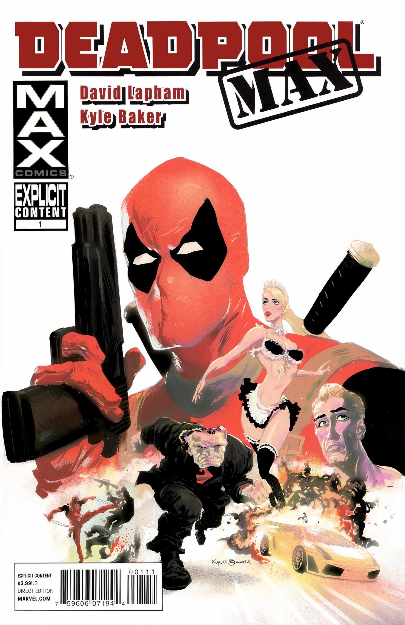 Deadpool MAX #1 Cover movie poster style image of Deadpool & cast