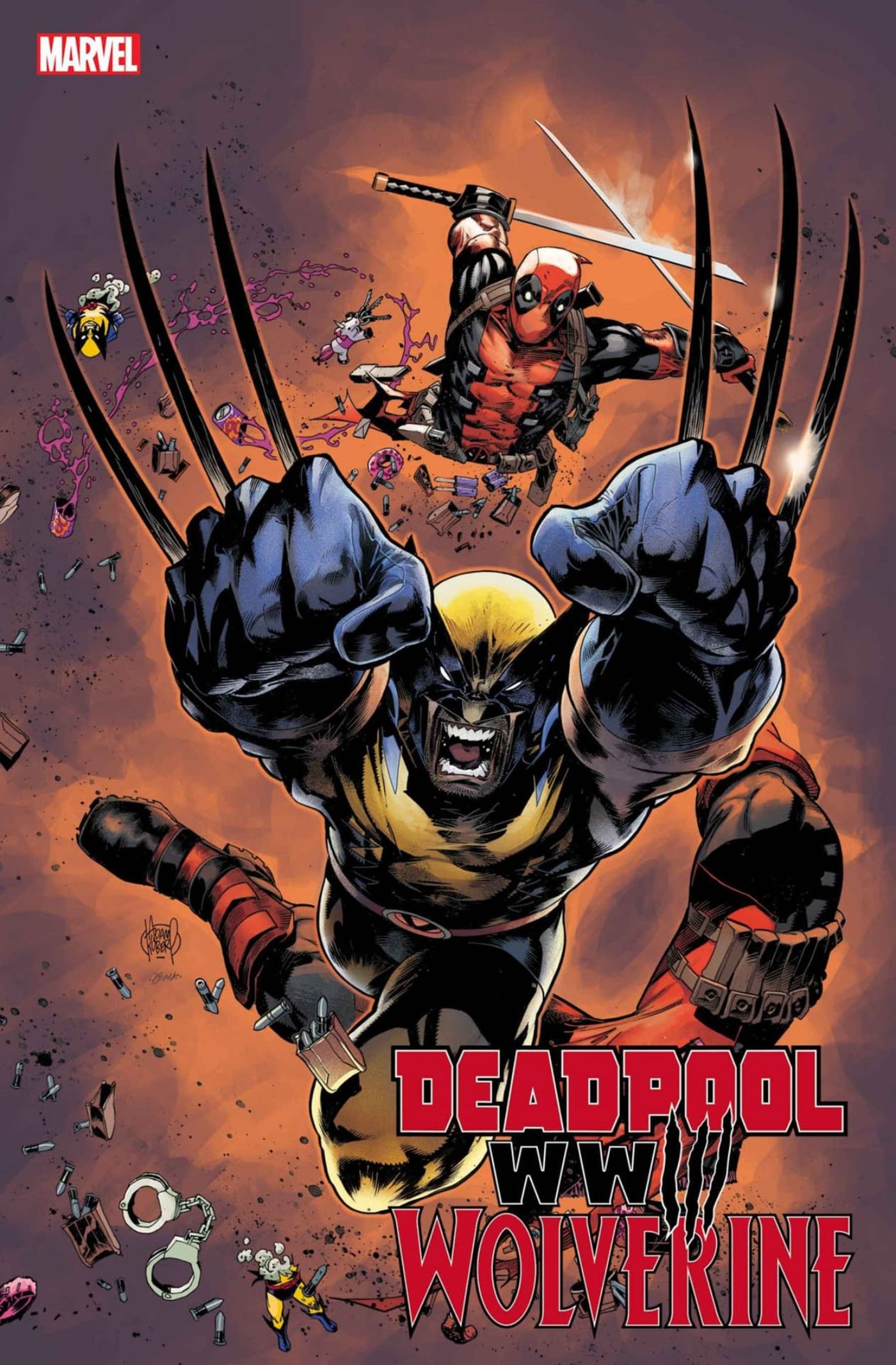 Deadpool and Wolverine: WW3 #3 cover featuring Deadpool and Wolverine attacking an off-screen enemy. 