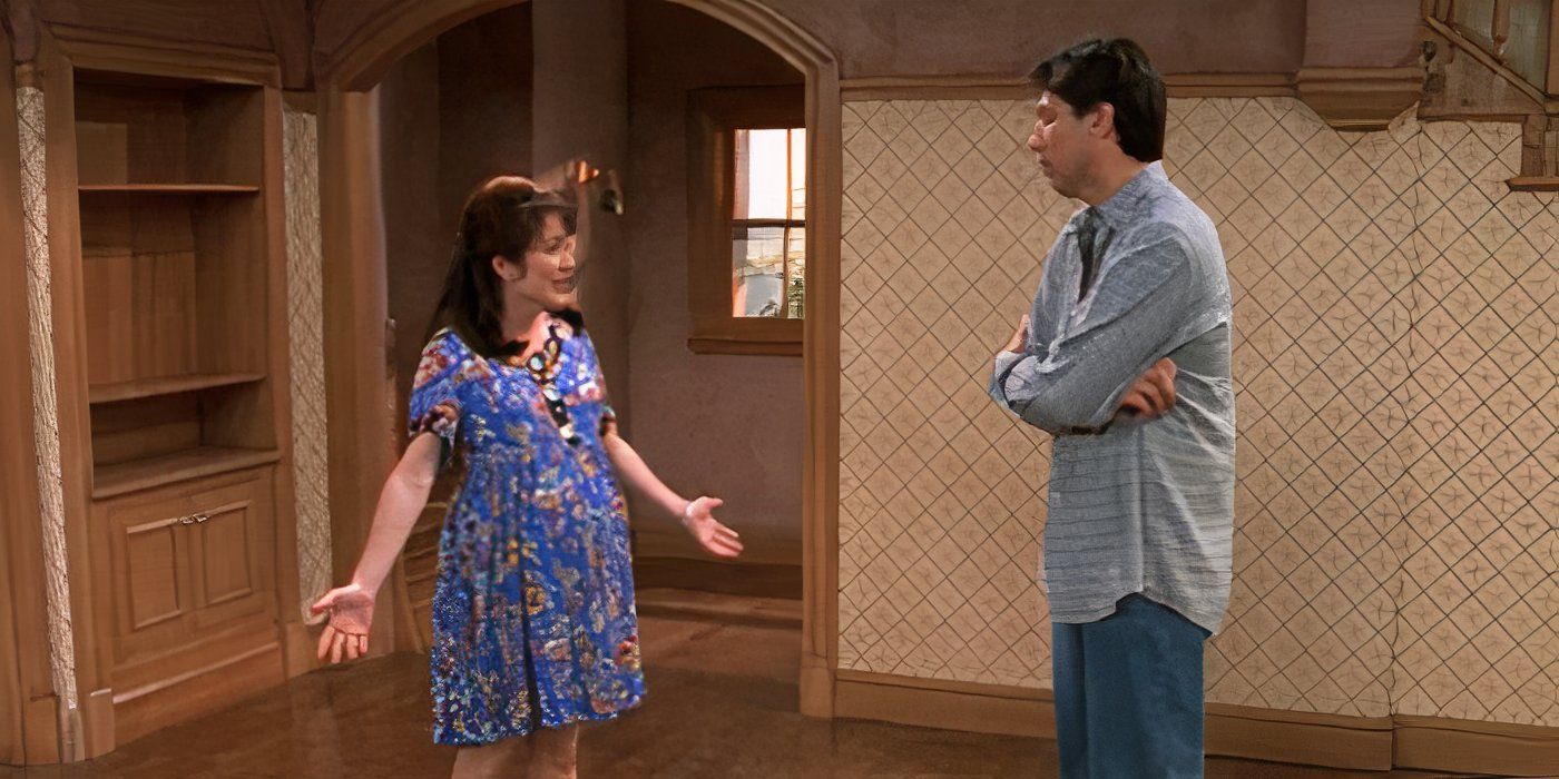 Debra e Ray parados em sua sala de estar vazia em Everybody Loves Raymond, Por que estamos aqui, episódio 1