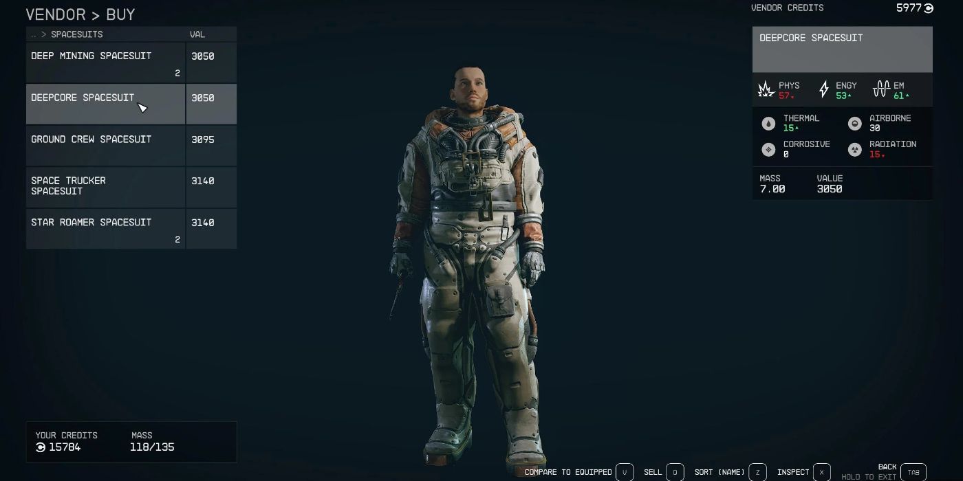 Deepcore Spacesuit in Starfield.