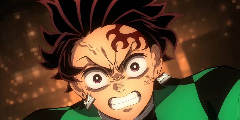 Tanjiro falling into the Infinity Castle