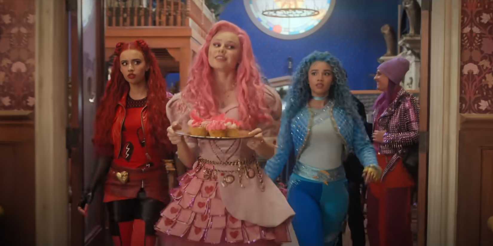 Red, Bridget, and Chloe walking together in Descendants 4