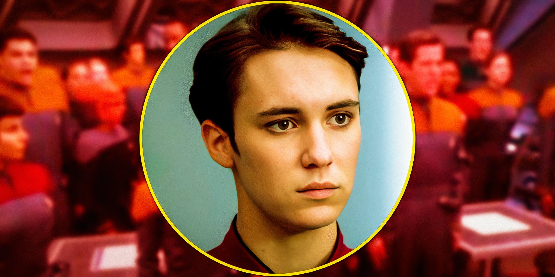 Wesley Crusher from Star Trek surrounded by Red Squad