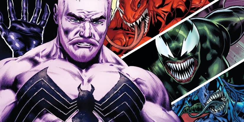 Eddie Brock's Venom (left) and other king in black symbiotes.