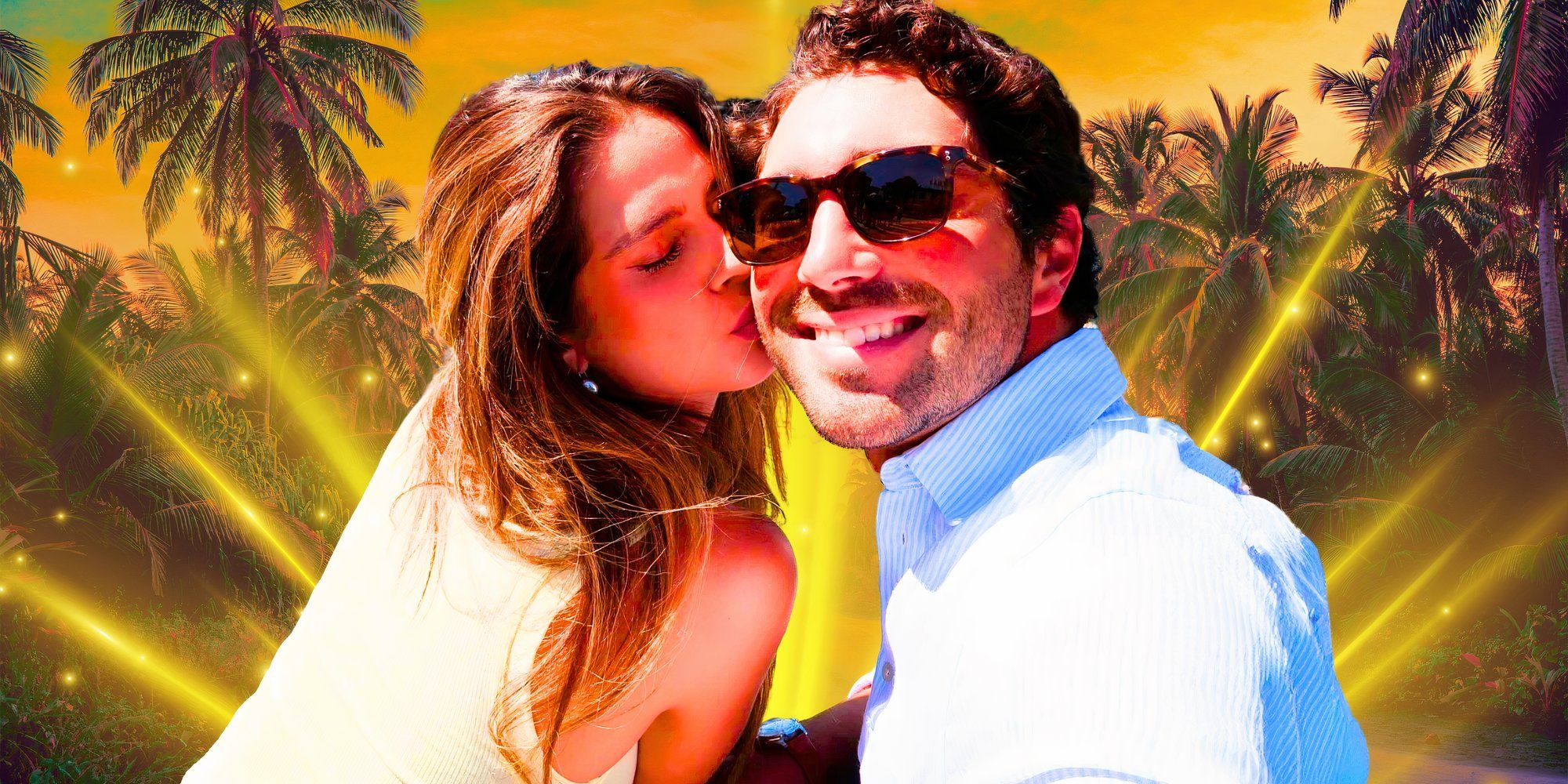  image of Joey Graziadei & Kelsey Anderson with tropical background