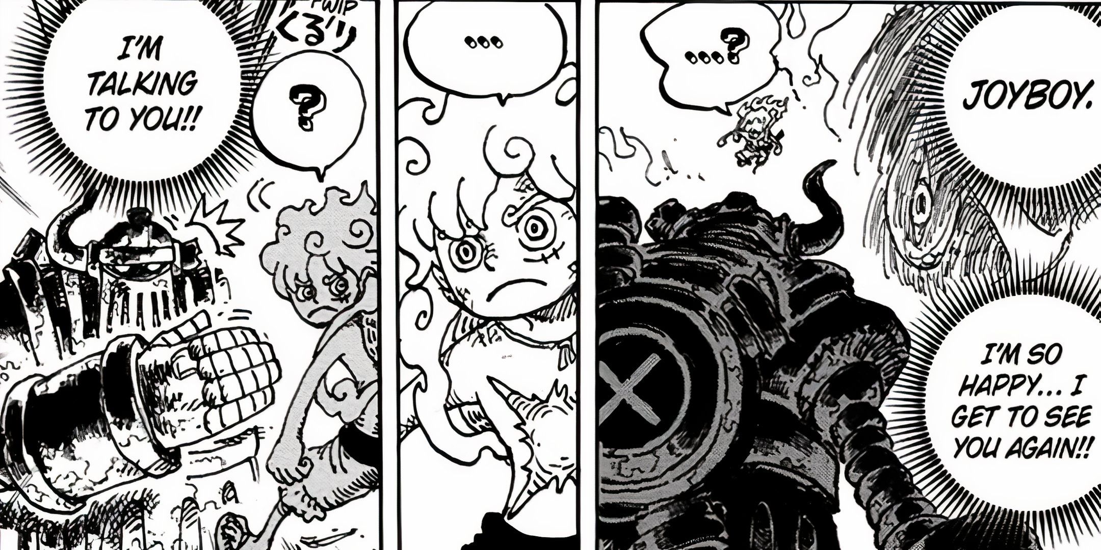 emet gigante de hierro habla con gear 5 luffy en una sola pieza