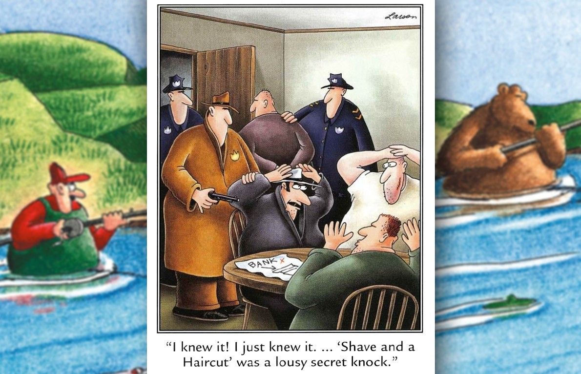 far side gag where criminals picked a terrible code