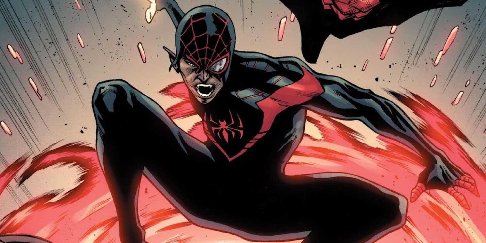Battle-worn Vampire Miles Morales fiercely leaps into a fight In Blood Hunt