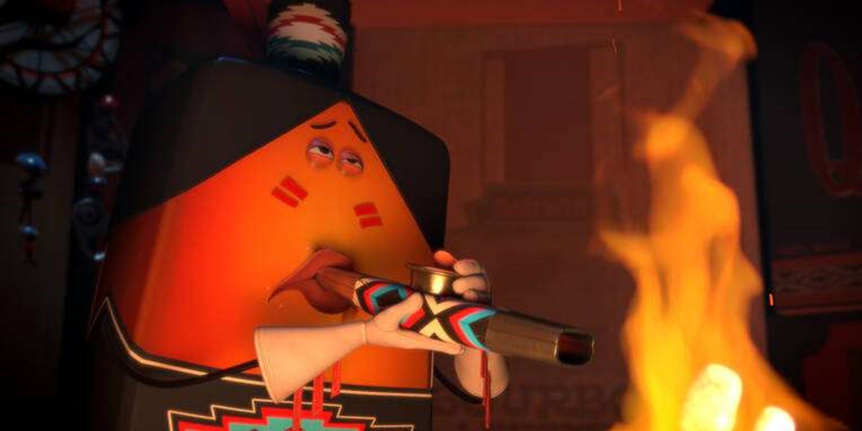 Firewater smoking a pipe in Sausage Party