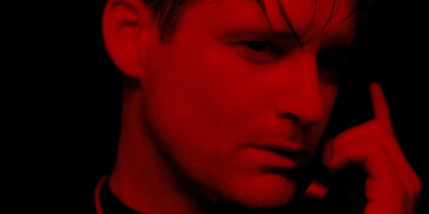 Fred Madison (Bill Pullman) through a red filter, on the phone in Lost Highway.