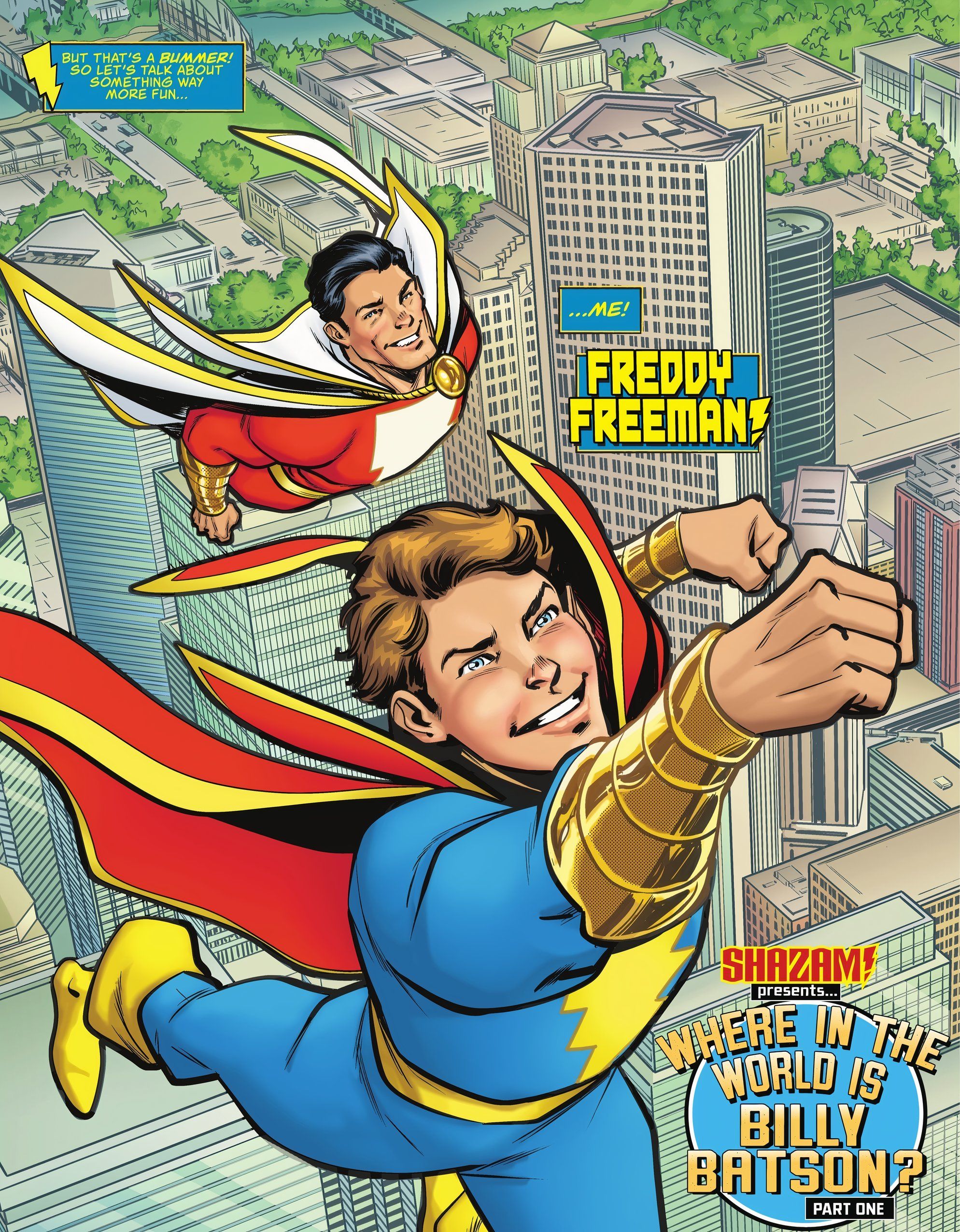 Freddy et Shazam volent dans les airs DC