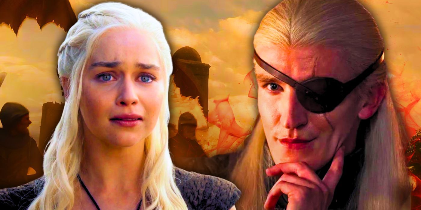 Daenerys in Game of Thrones and Aemond in House of the Dragon