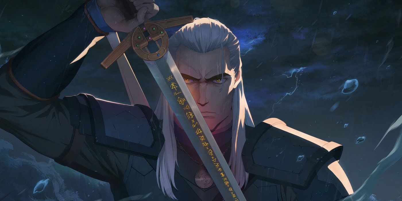 Geralt unsheathes his sword in The Witcher - Sirens of the Deep promo art