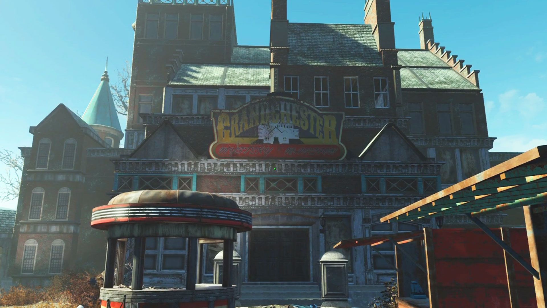 Mansão misteriosa de Granchester em Fallout 4.