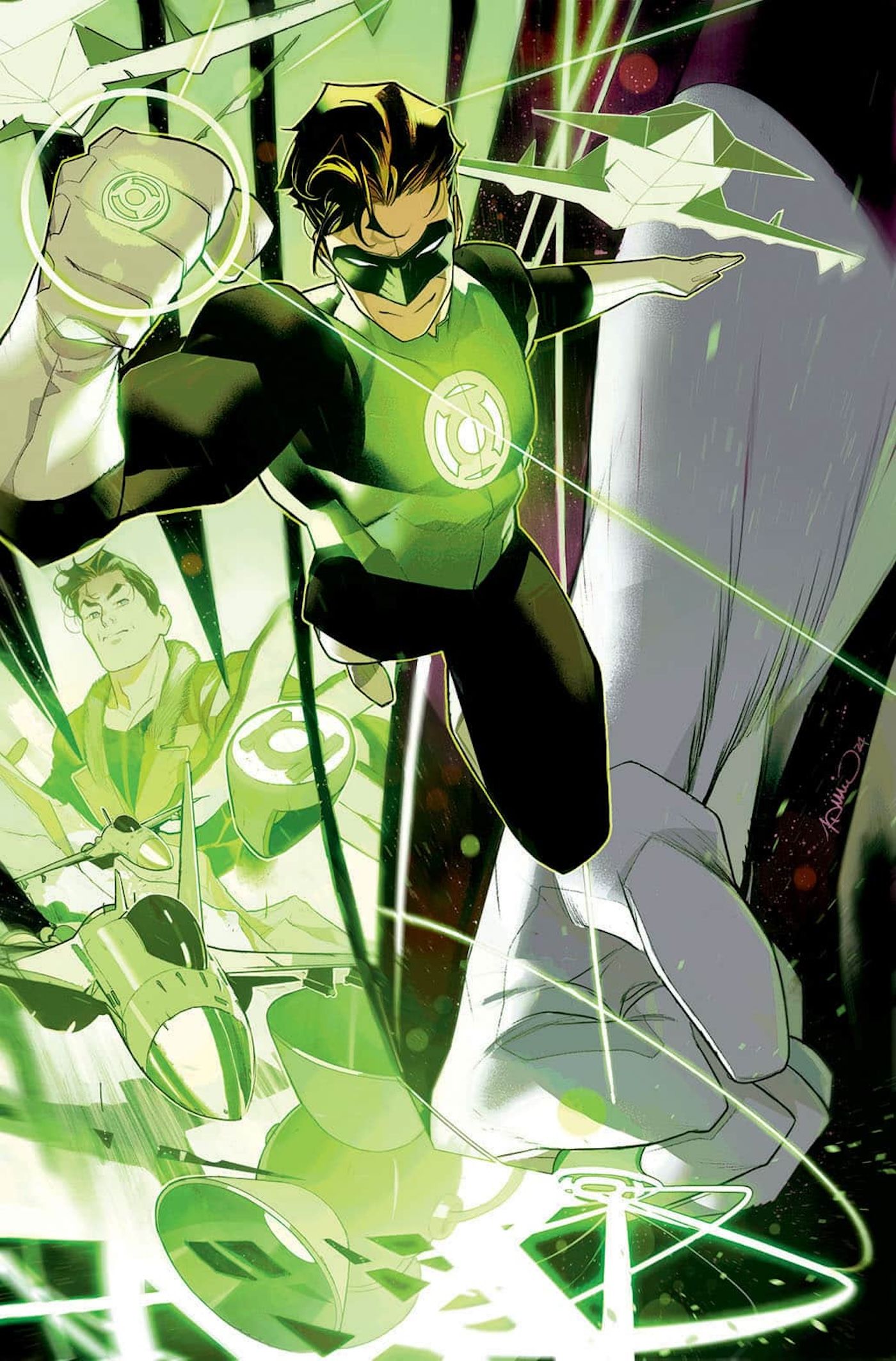 Green Lantern 15 Di Meo Variant Cover: Hal Jordan flying in costume.