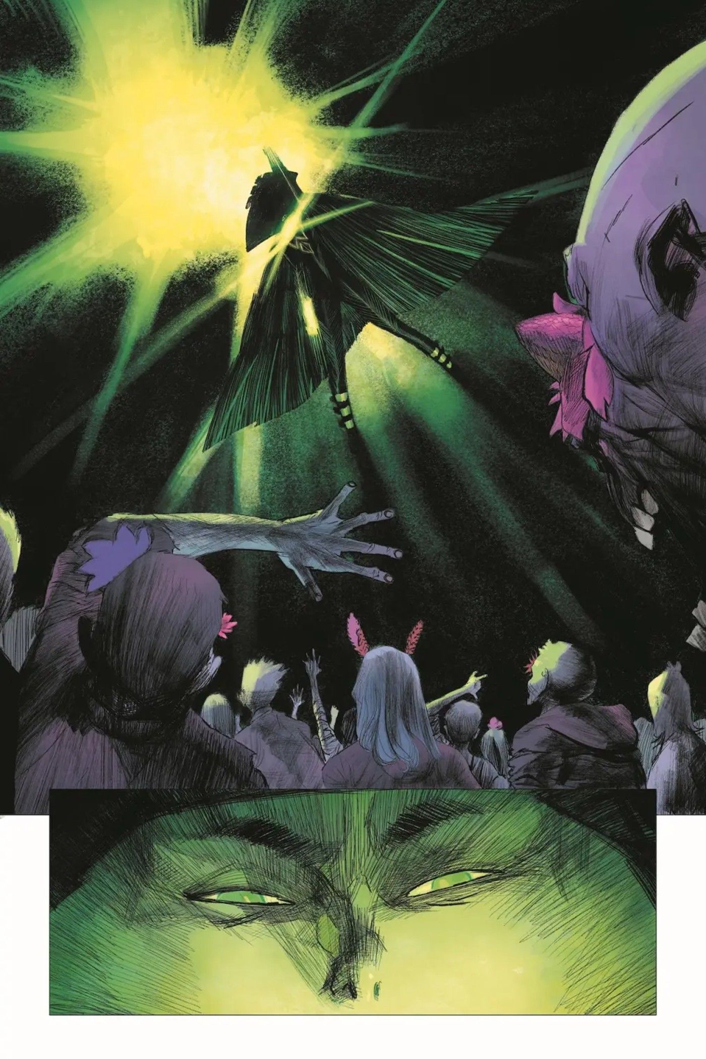 Vista previa de Green Lantern Dark 1 Página 4: Green Lantern ilumina su luz.