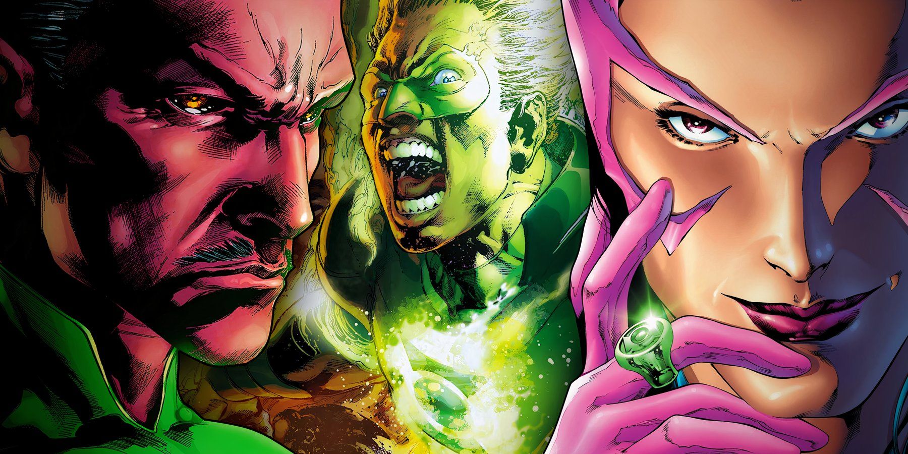 Green Lantern Villains Sinestro Star Sapphire in DC Comic Art