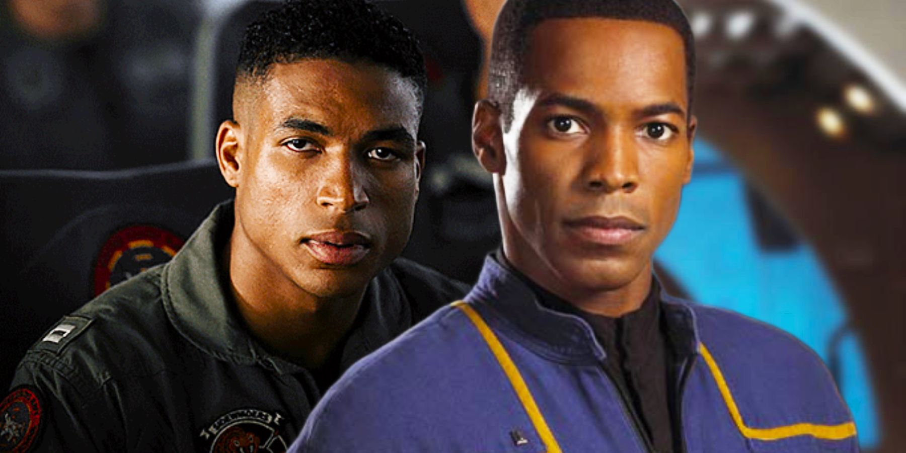 Greg Tarzan Davis em Top Gun Maverick e Anthony Montgomery como Travis Mayweather em Star Trek_ Enterprise