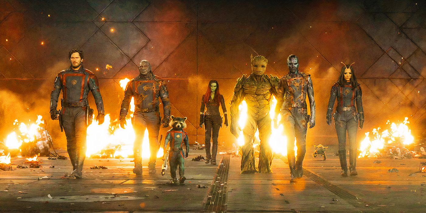 Guardians of the Galaxy walking to fight the High Evolutionary in Vol. 3