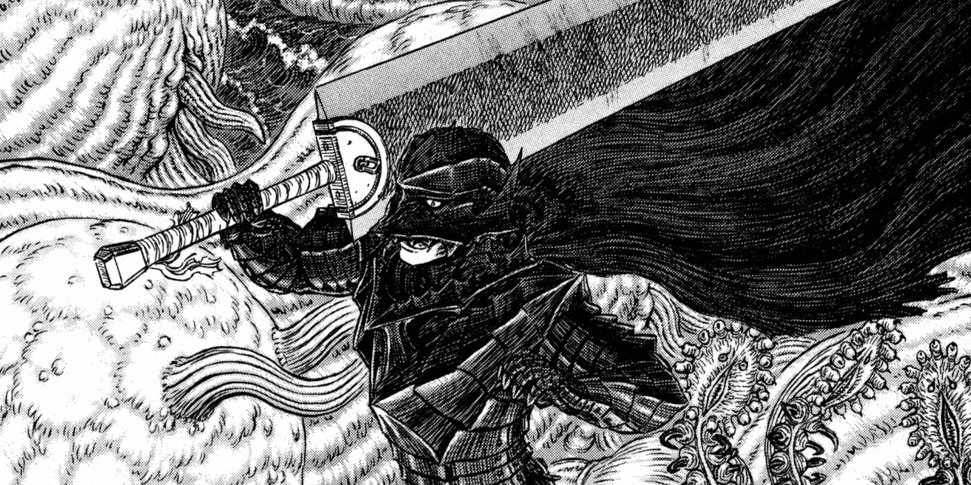 Guts in Berserker Armor fighting the Sea God